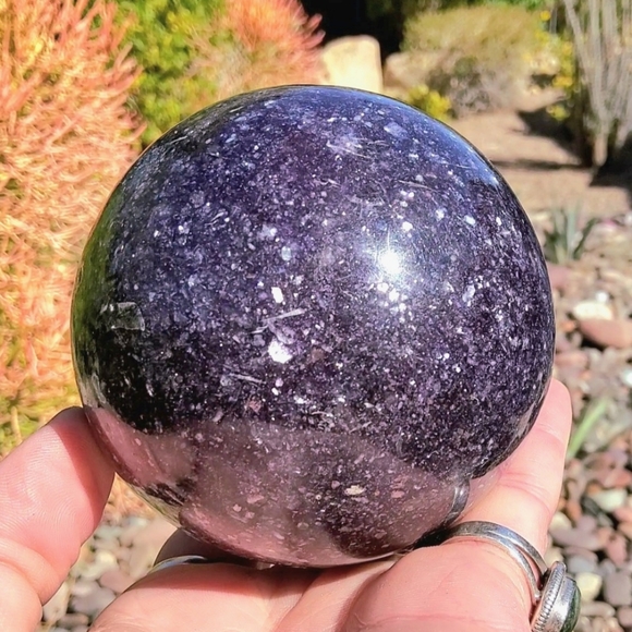 Big Ultra Sparkly Dark Purple Lepidolite Sphere - Picture 16 of 17
